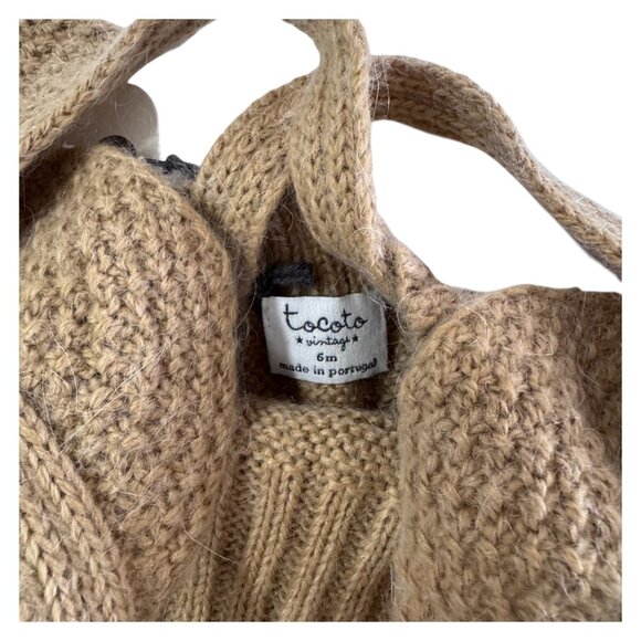 TOCOTO VINTAGE - KNITTED OVERALLS - LIGHT BROWN - 20% MOHAIR 10% WOOL - 6M - NWT - Picture 3 of 4